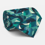 Blaue und grüne abstrakte Formen Krawatte (Gerollt)