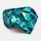 Blaue und grüne abstrakte Formen Krawatte (Gerollt)