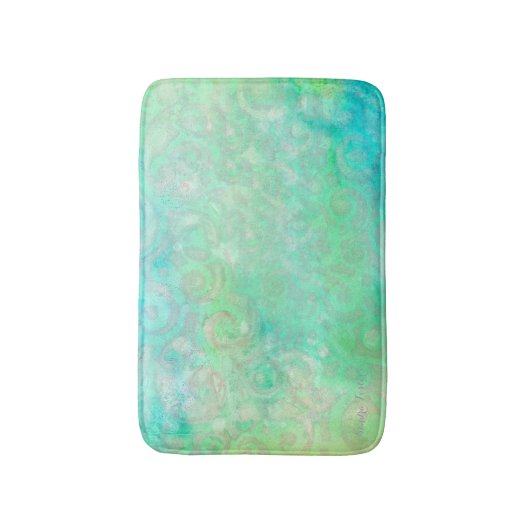 Blaue und grüne Abstrakte Kunst Badematte (Vorderseite Vertikal)