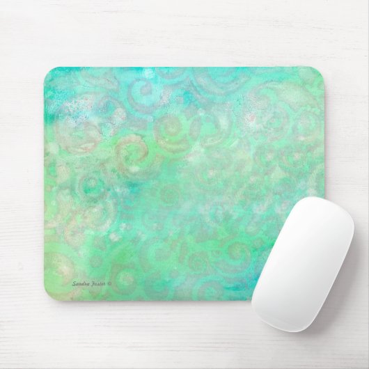 Blaue und grüne Abstrakte Kunst Mousepad (Mit Mouse)
