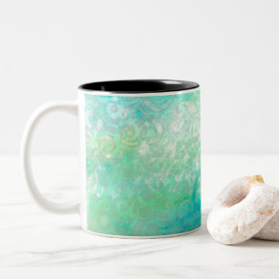 Blaue und grüne Abstrakte Kunst Zweifarbige Tasse