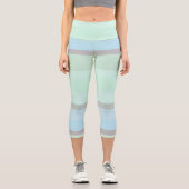 Blaue und grüne Abstrakte Streifen Capri Leggings (Vorderseite)