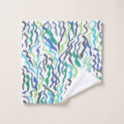 Blaue und grüne Algen Badhandtuch Set (Waschlappen)