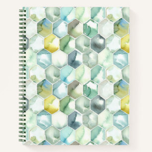 Blaue und grüne Aquarelle-Honycomb-Muster Notizblock