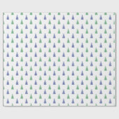 Blaue und grüne Aquarellmuster Geschenkpapier (Flach)