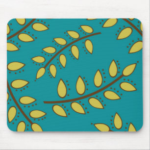 Blaue und grüne Blätter von Cupcake Cutiees Mousepad