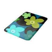 Blaue und grüne Blume Badematte (Schrägansicht)