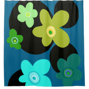 Blaue und grüne Blume Duschvorhang