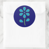 Blaue und grüne Blume Runder Aufkleber (Tasche)