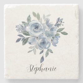 Blaue und grüne Blume Steinuntersetzer