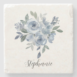 Blaue und grüne Blume Steinuntersetzer