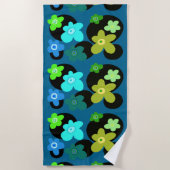 Blaue und grüne Blume Strandtuch (Vorderseite)