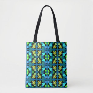 blaue und grüne Blume Tasche