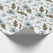 Blaue und grüne Blumen Geschenkpapier (Ecke)