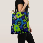Blaue und grüne Blumen-Tasche Tasche (Von Nahem)