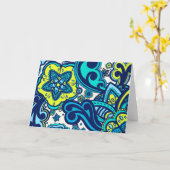 Blaue und grüne Blumenkarte Karte (Gelbe Blume)