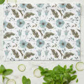 Blaue und grüne Blumenmuster Geschirrtuch (Gefaltet)