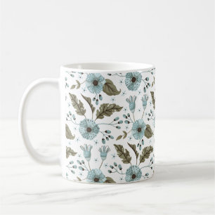 Blaue und grüne Blumenmuster Kaffeetasse