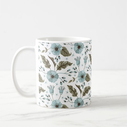 Blaue und grüne Blumenmuster Kaffeetasse (Links)