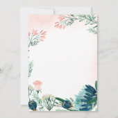 Blaue und grüne Blumenpaar-Dusche des Aquarell-| Einladung (Rückseite)
