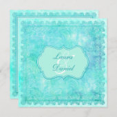 Blaue und grüne Blumenspitze-Hochzeits-Einladung Einladung (Vorne/Hinten)