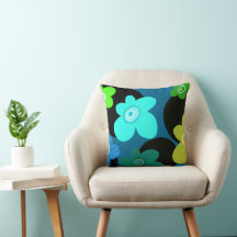 Blaue und grüne Blütenwurfkissen