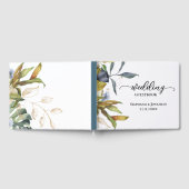 Blaue und grüne botanische Folien Gästebuch (Voll)