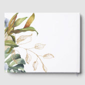 Blaue und grüne botanische Folien Gästebuch (Rückseite)