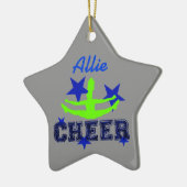 Blaue und grüne Cheerleadersternverzierung Keramik Ornament (Links)