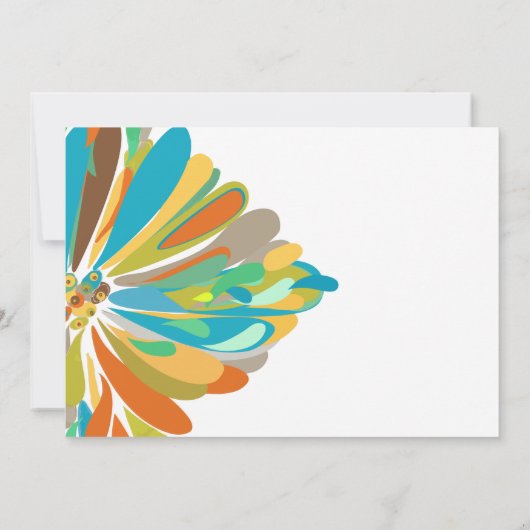 Blaue und grüne Chrysanthemum Hochzeitseinladung Einladung (Rückseite)