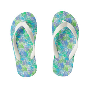 Blaue und grüne Diamanten . Kinderbadesandalen