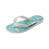 Blaue und grüne Diamanten . Kinderbadesandalen (Schrägansicht)
