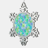Blaue und grüne Diamanten Schneeflocken Zinn-Ornament (Rechts)