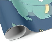 Blaue und grüne Dinosaurier-Muster Geschenkpapier (Rolleneckpunkt)