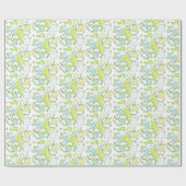 Blaue und grüne Dinosaurier zum Geburtstag Geschenkpapier (Flach)