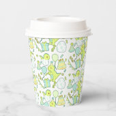 Blaue und grüne Dinosaurier zum Geburtstag Pappbecher (Rückseite)