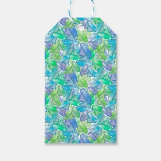Blaue und grüne Edelsteine. Geschenkanhänger (Vorderseite)