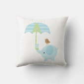 Blaue und grüne Elefant Baby-Geburtsankündigung Kissen (Rückseite)
