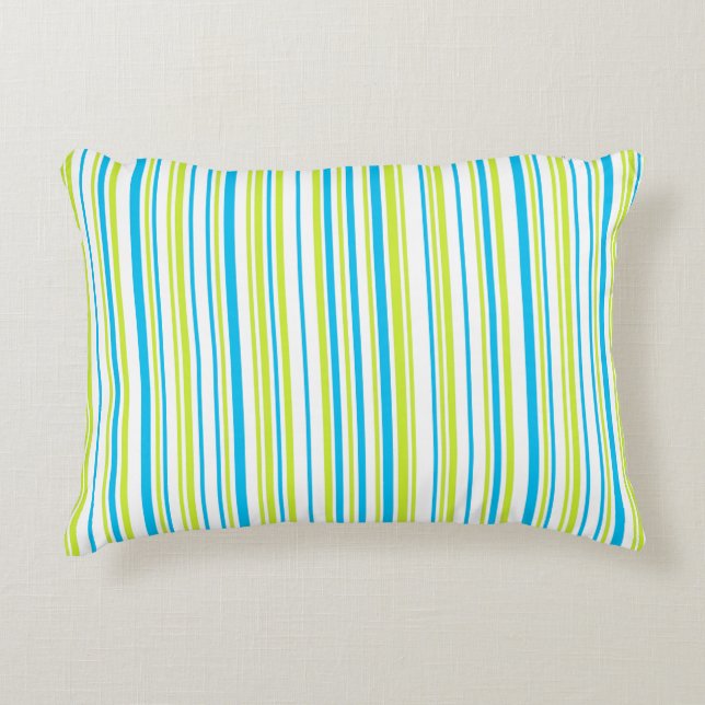 Blaue und grüne Farben, einfache Streifen Muster Zierkissen (Vorderseite)