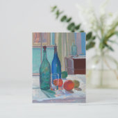 Blaue und grüne Flaschen und Orangen | Spencer Gor Postkarte (Stehend Vorderseite)