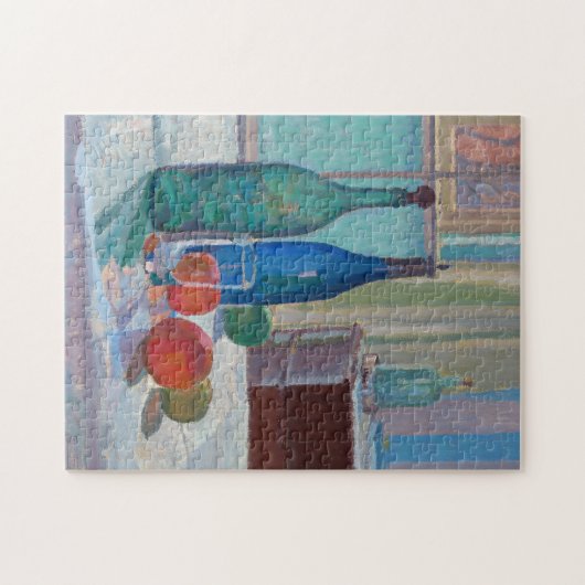 Blaue und grüne Flaschen und Orangen | Spencer Gor Puzzle (Horizontal)