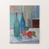 Blaue und grüne Flaschen und Orangen | Spencer Gor Puzzle (Vertikal)