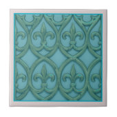 Blaue und grüne Fleur-de-lis Fliese (Vorderseite)
