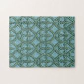 Blaue und grüne Fleur-de-lis Puzzle (Horizontal)