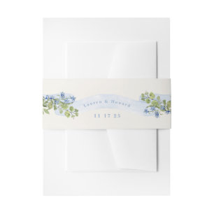 blaue und grüne florale Arm-Monogramm-Hochzeit Einladungsbanderole