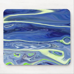 Blaue und grüne Flüssigkeit Abstract Mousepad