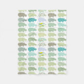 Blaue und grüne Flusspferd-Decke Fleecedecke (Vorderseite)