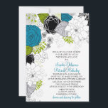 Blaue und grüne Frühlingsblumen Hochzeitseinladung Einladung<br><div class="desc">Blaue und grüne Frühlingsblumen Hochzeitseinladungen Eine sehr weibliche und hübsche Illustration von grünen und blauen Blumen und der Vielfalt des Blattwerks. Es ist eine perfekte Einladung für eine Frühjahr- oder Winterhochzeit. Dieses Design ist in verschiedenen Farben erhältlich. Wenn Sie Fragen haben,  klicken Sie bitte auf den "Kontakt" Button oben.</div>