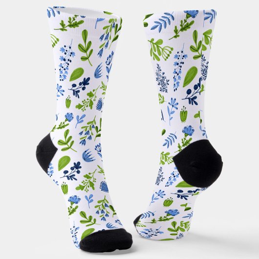 Blaue und grüne Frühlingsblumen  Socken