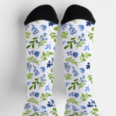 Blaue und grüne Frühlingsblumen  Socken (Oben)